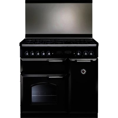 Rangemaster Classic 90 Dual Fuel with FSD - 94580 Lidded Range Cooker in Black with Chrome Trim